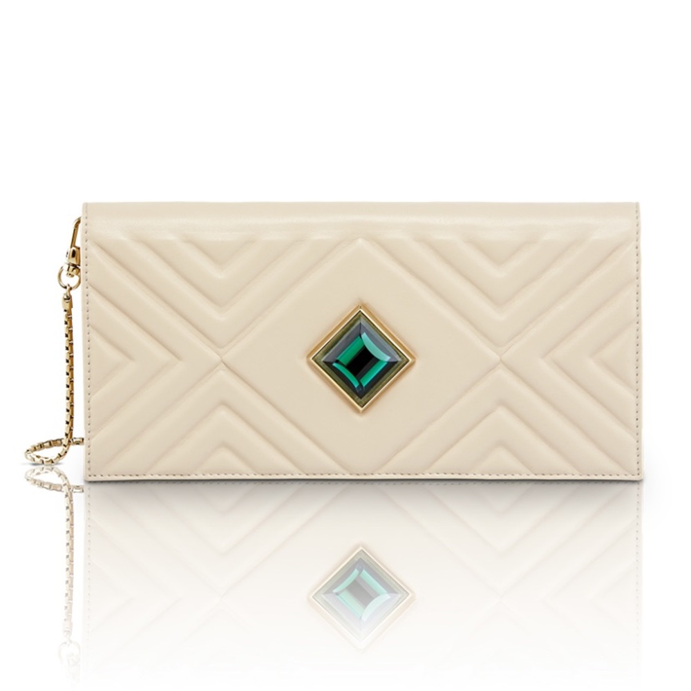 Kristina George bone leather clutch bag